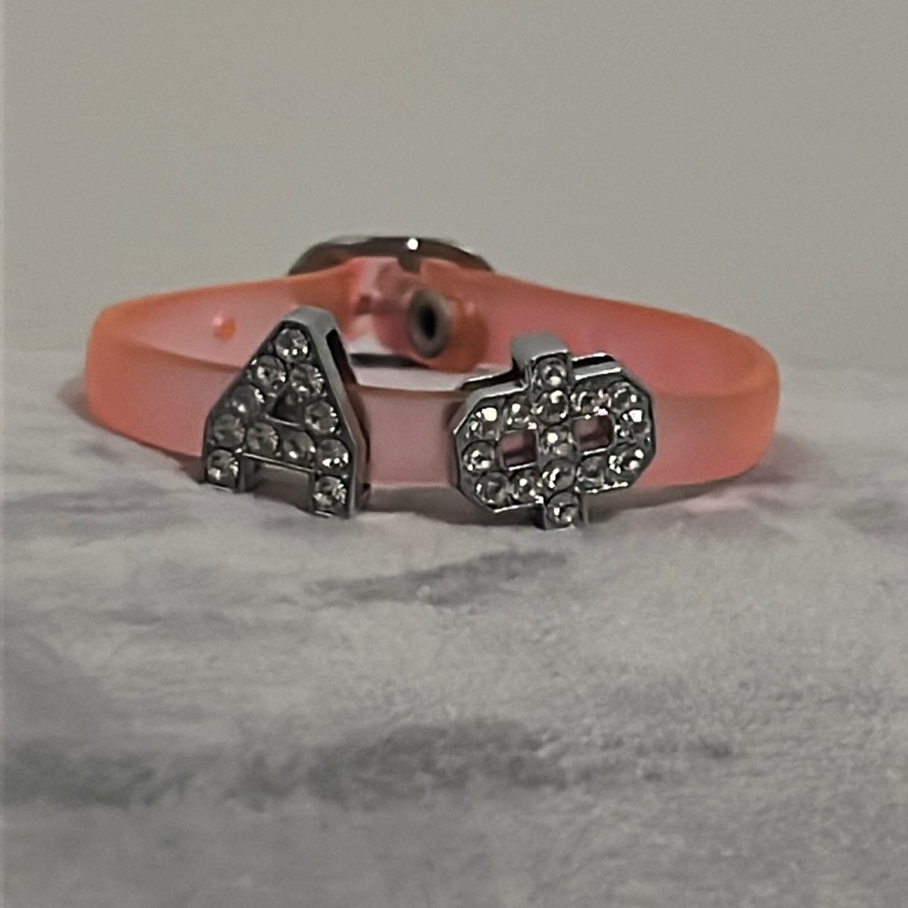Sorority Alpha Phi Pink wristband with Rhinestones early 00s